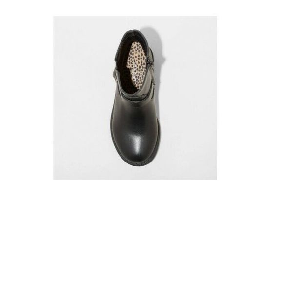 Cat & Jack Alessandra Zipper Booties Black 4 - Picture 3 of 4